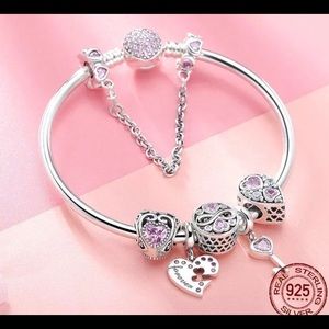 Sterling Silver love lock heart with all charms